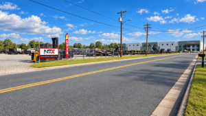 Motion Trailer Worx trailer service shop and dealership with trailers on display in Greensboro, North Carolina